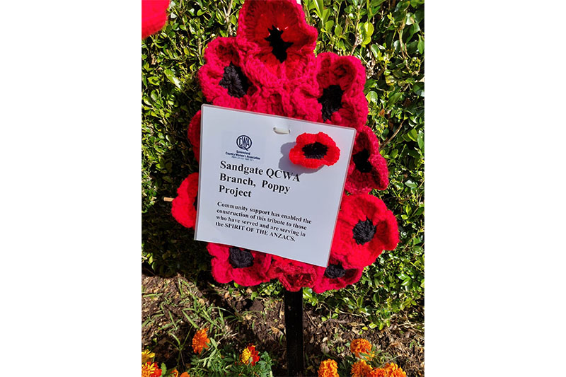 Signage on the poppy display on ANZAC Day 2025